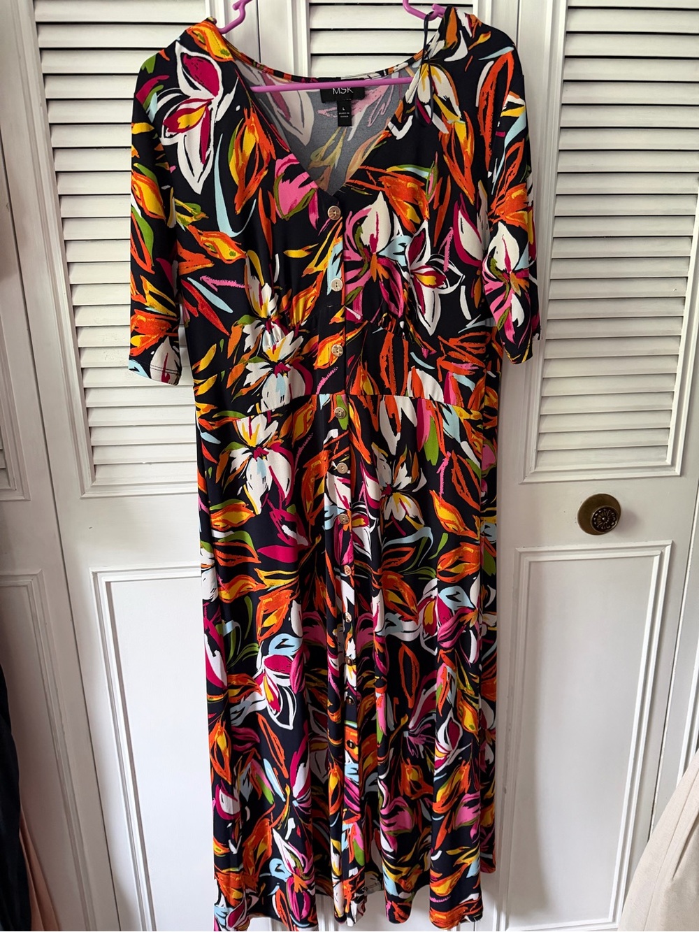 MSK Black Maxi Dress with Vibrant Floral Print